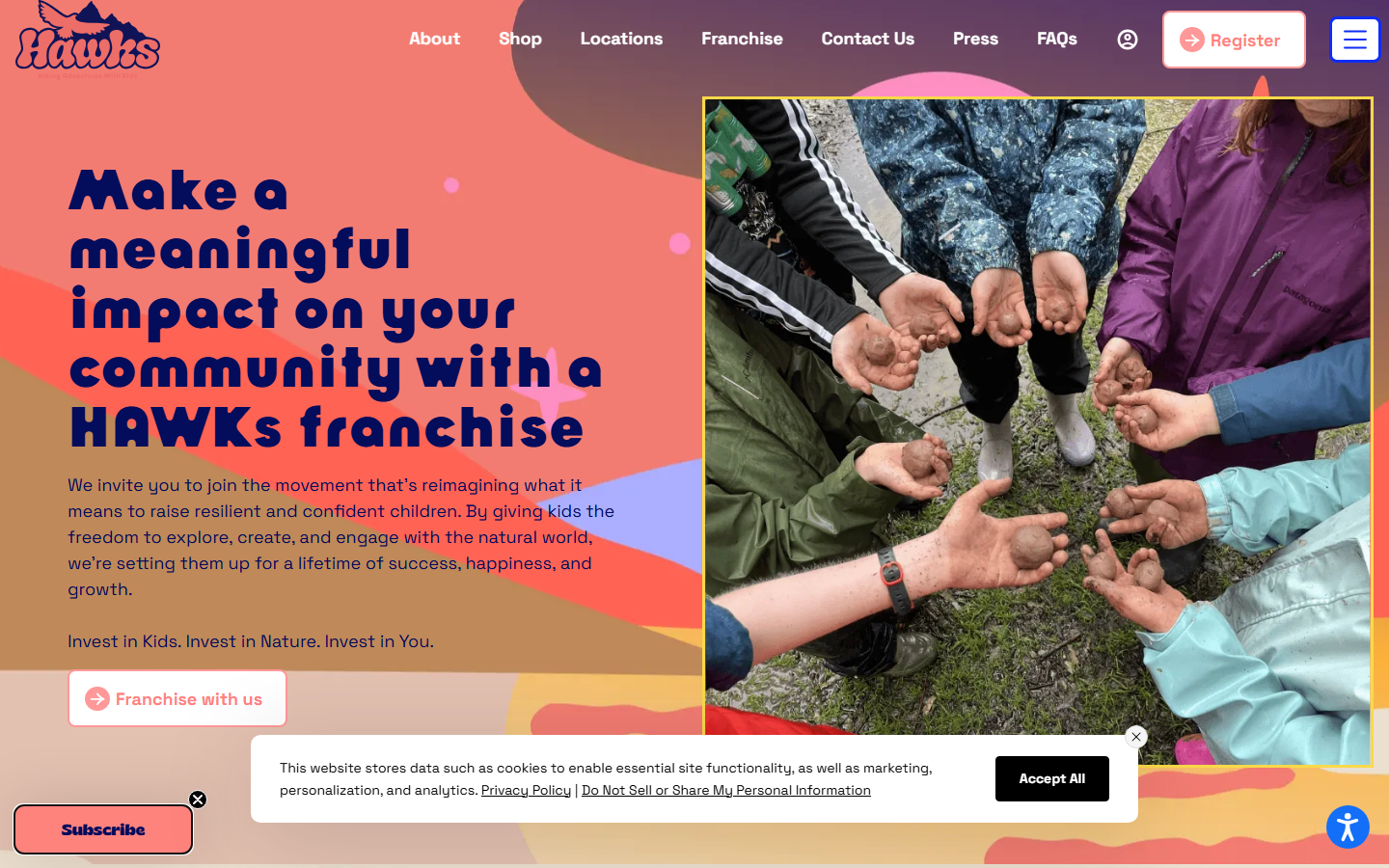 HAWKs franchise page, 'Make a meaningful impact on your community with a HAWKs franchise'